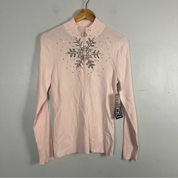 Vintage The collective works of Berek 2 pink sequin snowflake sweater size large - Picture 1 of 6